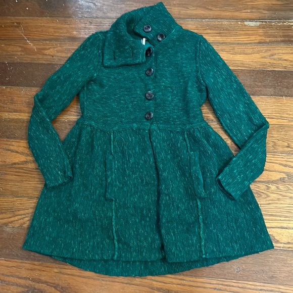 FREE PEOPLE Green Loch Raven Sweater Button Front Jacket Wool Blend Women’s XS - Picture 2 of 16